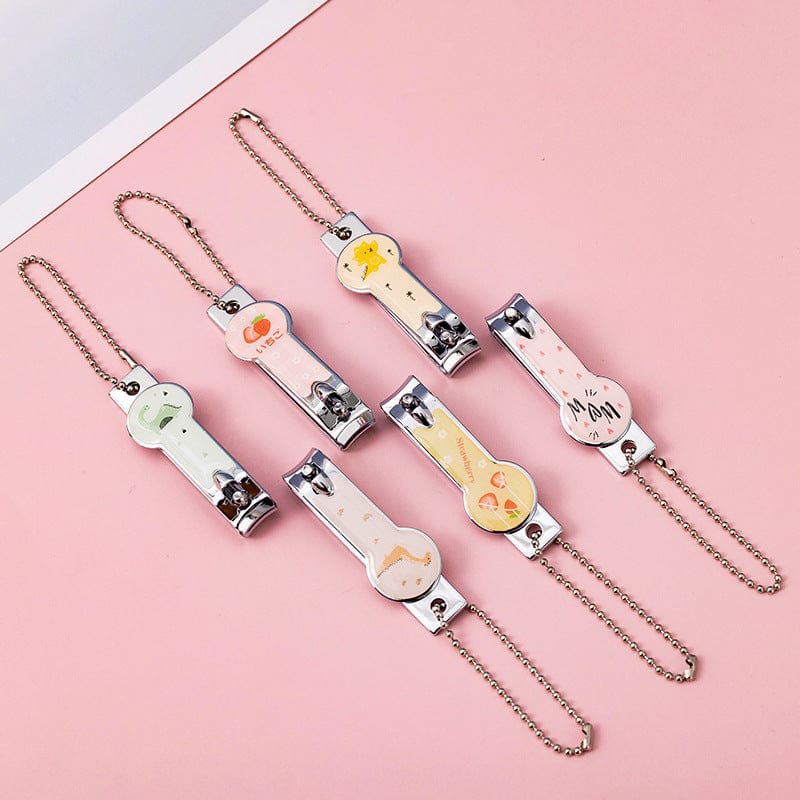 Creative fashion cartoon nail knife drop glue flat stainless steel nail scissors key chain portable home nail clamp