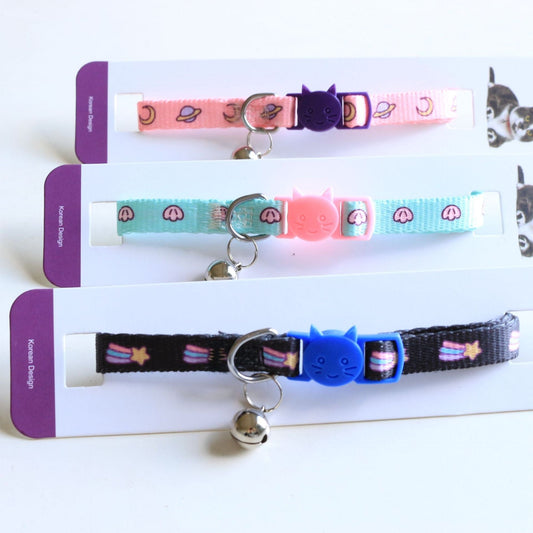 Factory direct card Tong cat collar digital print nylon cat top ring bell puppies cat traction rope factory direct sales