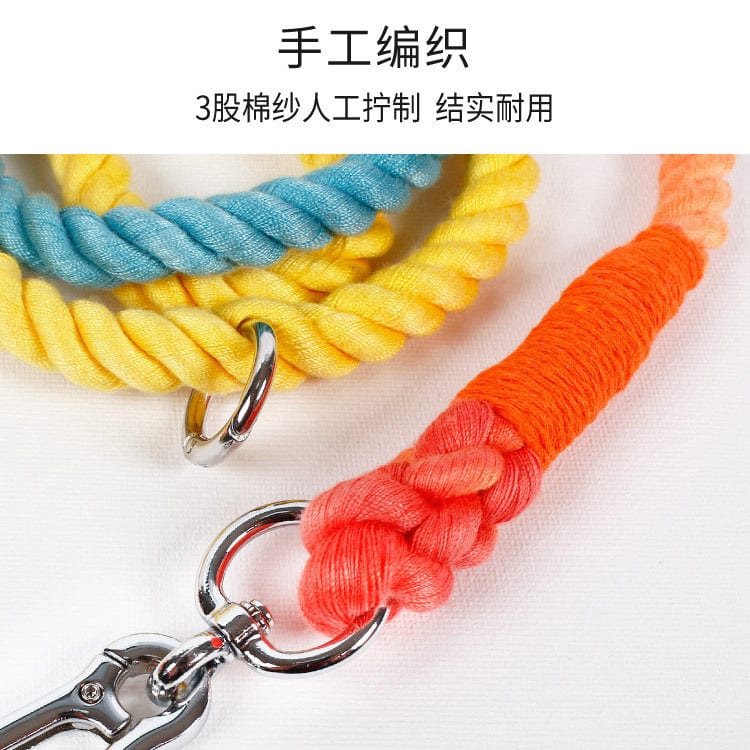 Maria Wholesale braided rainbow running big dog rope multifunctional dog leash double head pet leash dog chain