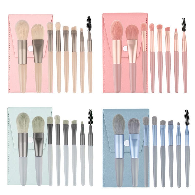 8 makeup brush beauty tool soft hair color makeup set wooden handle portable mini blush makeup brush set