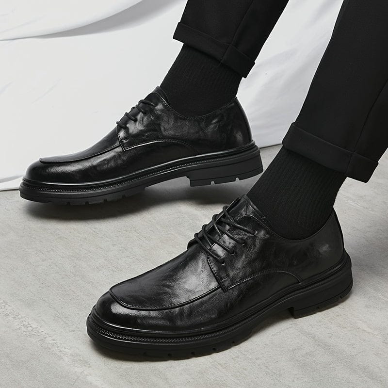 Men's Trendy Solid Dress Shoes, Comfy Non Slip Lace Up Casual Formal Shoes For Men's Wedding, Party, Working