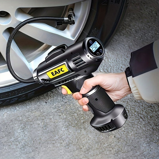 Portable Air Compressor: 150PSI Cordless Car Tire Inflator Pump With Pressure Gauge & Light - Perfect For Cars, Motorcycles & Bicycles!