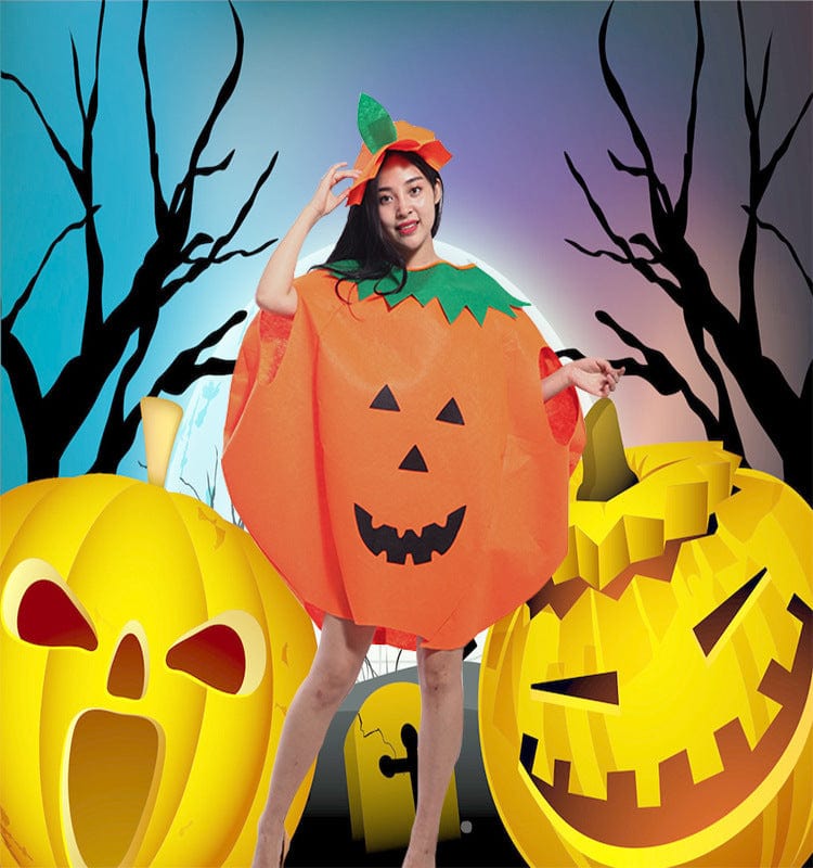 Halloween cosplay costume adult children pumpkin dress pumpkin hat makeup dance dance parent-child performance clothing