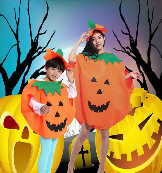 Halloween cosplay costume adult children pumpkin dress pumpkin hat makeup dance dance parent-child performance clothing