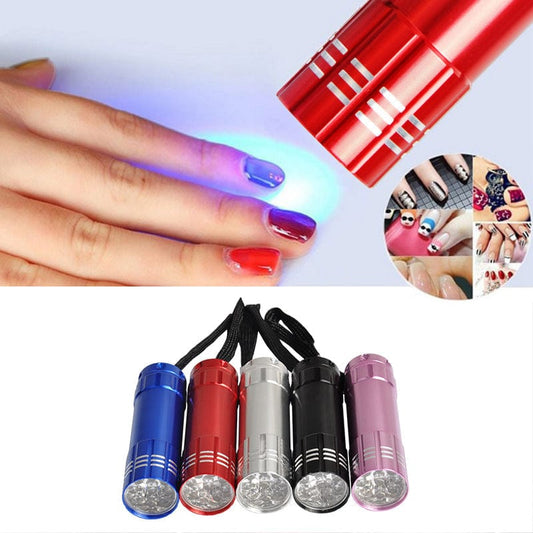 Mail armored mini flashlight 9LED finale glue phototherapy lamp nail LED small baking light 30 second dryer wholesale