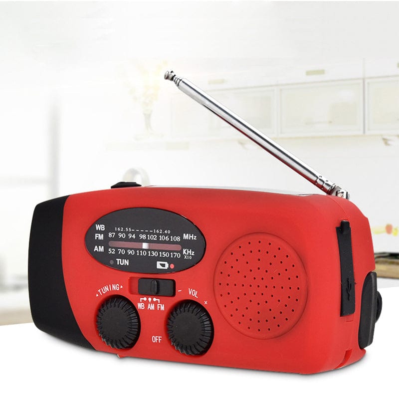 HRD-920 SOS Emergency Hand Crank Radio with LED Flashlight, AM/FM/NOAA/86DB Portable Weather Radio with 1000mAh Power Bank and Two Wave Band, USB Charged & Solar Power for Camping