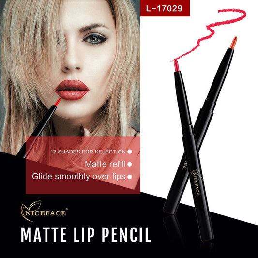 New makeup niceface12 color lip wire modified lip waterproof automatic rotating lip pen