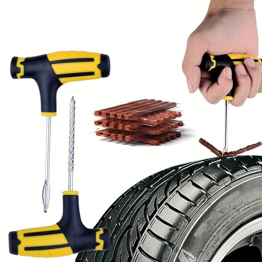 Car Tire Repair Tools Kit With Rubber Strips, Tubeless Tyre Puncture Studding Plug Set, For Truck Motorcycle