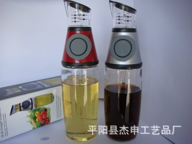 Measurable glass oil pot leak-proof oil press type control quantitative oil sauce vinegar bottle seasoning bottle large