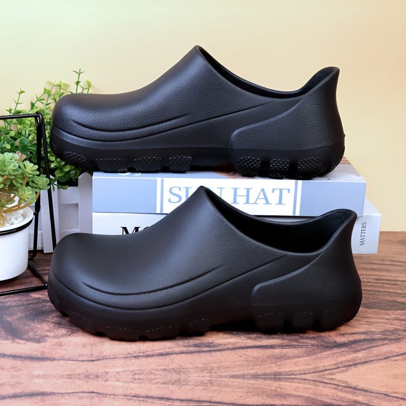 Men's Trendy Solid Slip On EVA Chef Shoes, Comfy Non Slip Waterproof Durable Work Shoes