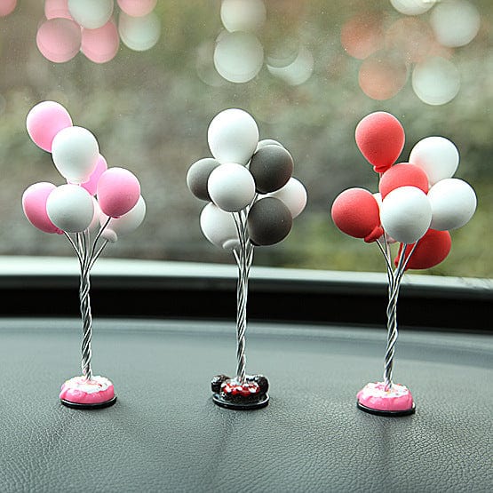 Soft pottery color balloon car ornaments cute mini car light clay balloon cartoon car creative interior