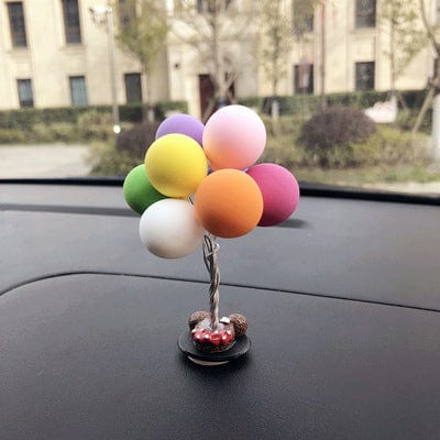 Soft pottery color balloon car ornaments cute mini car light clay balloon cartoon car creative interior