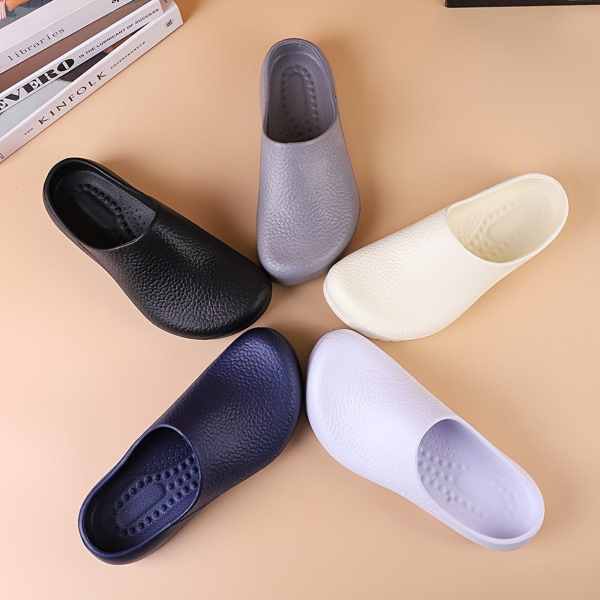 Men's Trendy Solid Slip On EVA Chef Shoes, Comfy Non Slip Waterproof Durable Slippers For Men's Outdoor Activities