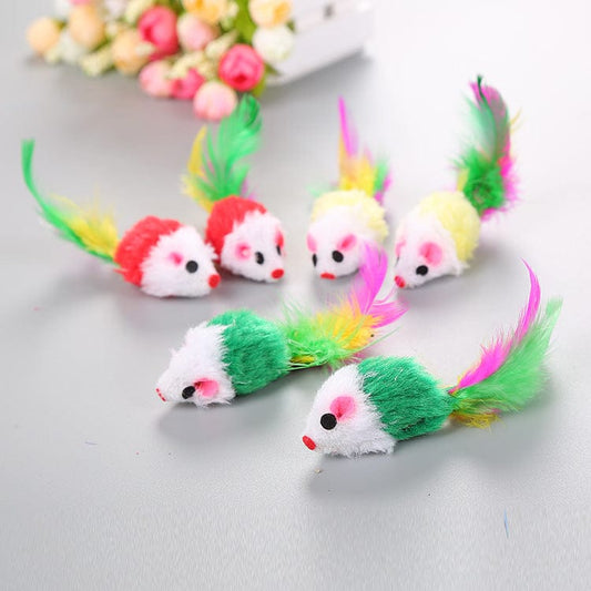 Cat cat toy feather tail mouse pet toy plush mouse funny cat toys