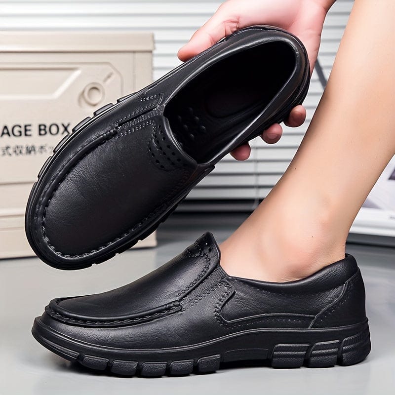 Men's Solid Slip On Chef Shoes, Comfy Non Slip Soft Sole Sneakers For Men's Outdoor Activities