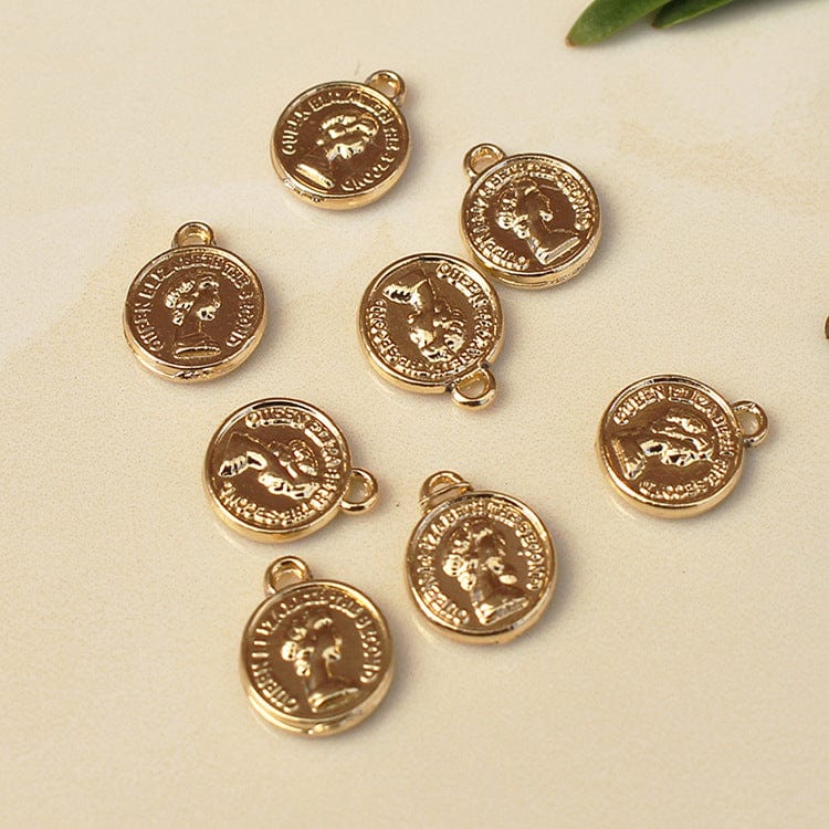 Oblea de cobre puro, paquete de 14K, colgante de grado de color dorado, colgante de yuanes plateados, accesorios de joyería DIY, colgante redondo en relieve