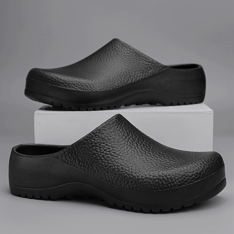 Men's Solid Slip On Chef Shoes, Comfy Non Slip Casual Waterproof Indoor Shoes