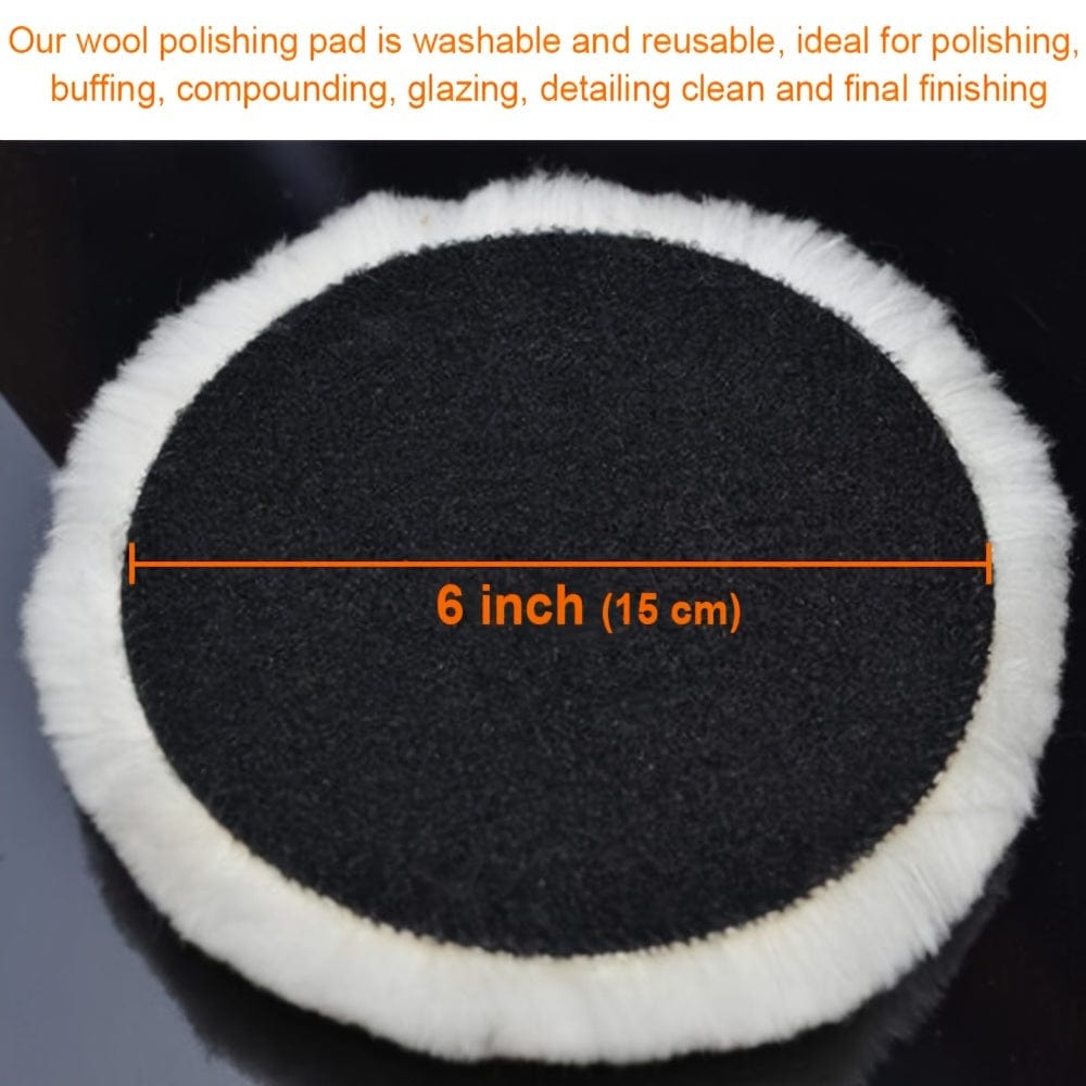 6pcs 15.24 Cm Wool Polishing Buffing Pad Polishing Buffing Wheel For Drill Buffer Attachment (Ordinary Wool Series), Car Polishing Kit