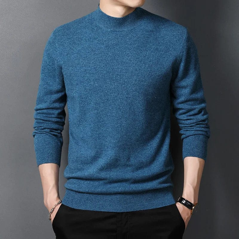 Men 100% Wool Half Turtleneck Sweater 2021 New Autumn Winter Cashmere Knit Warm Jumpers 9Colors Long Sleeve Pullovers
