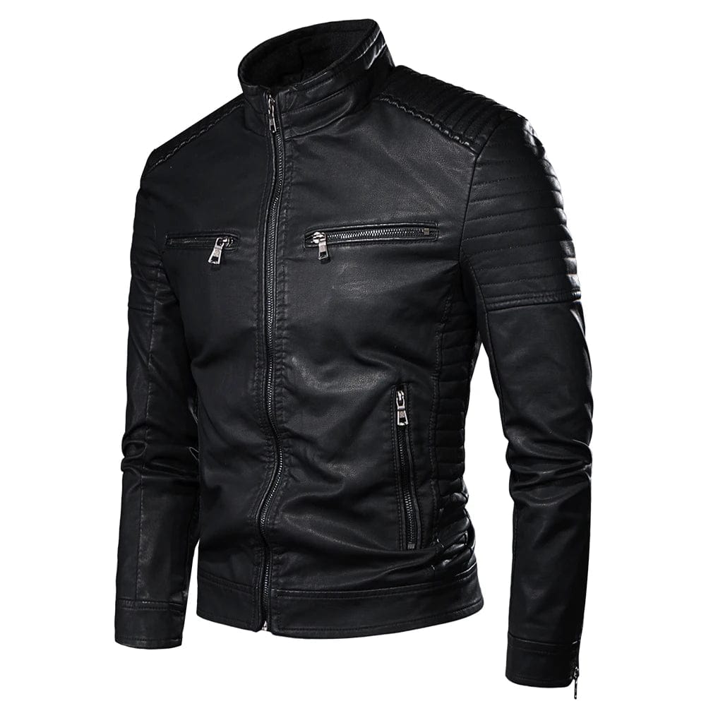 2021 Men Autumn New Causal Vintage Leather Jacket Coat Men Spring Fashion Design Motor Biker Pocket PU Leather Jacket Men 4XL-M