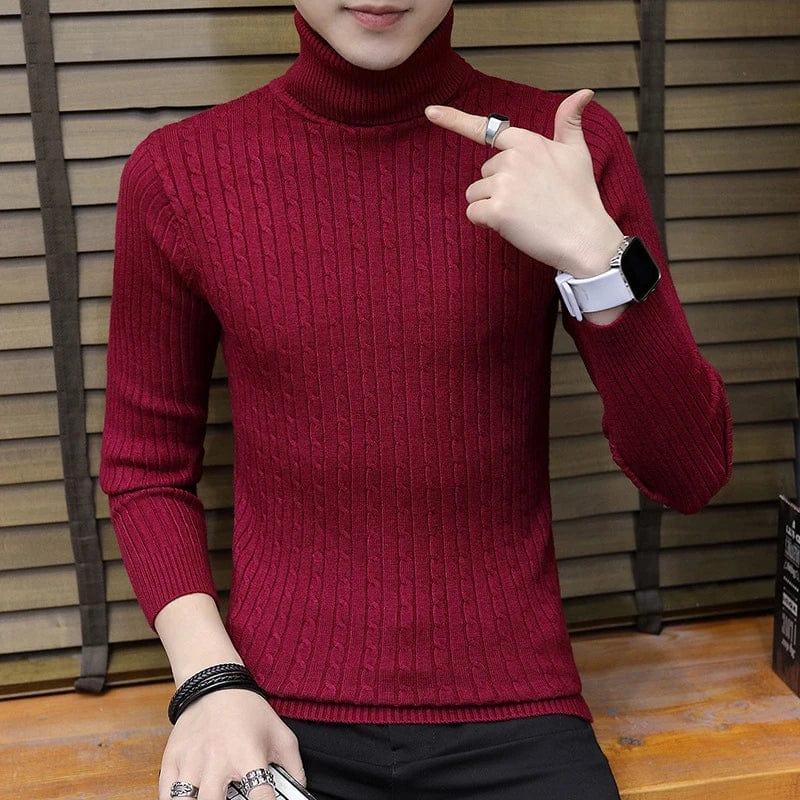 2021 Men's Turtleneck Sweater Fall/Winter Men's Turtleneck Warm Knitted Sweater Warm Men's Sweater Men's Clothing