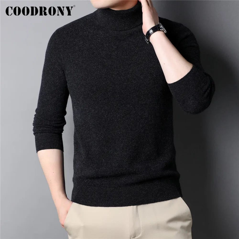 COODRONY Brand Autumn Winter Thick Warm Turtleneck Sweater Top 100% Pure Merino Wool Pullover Men Cashmere Knitwear Jersey C3112