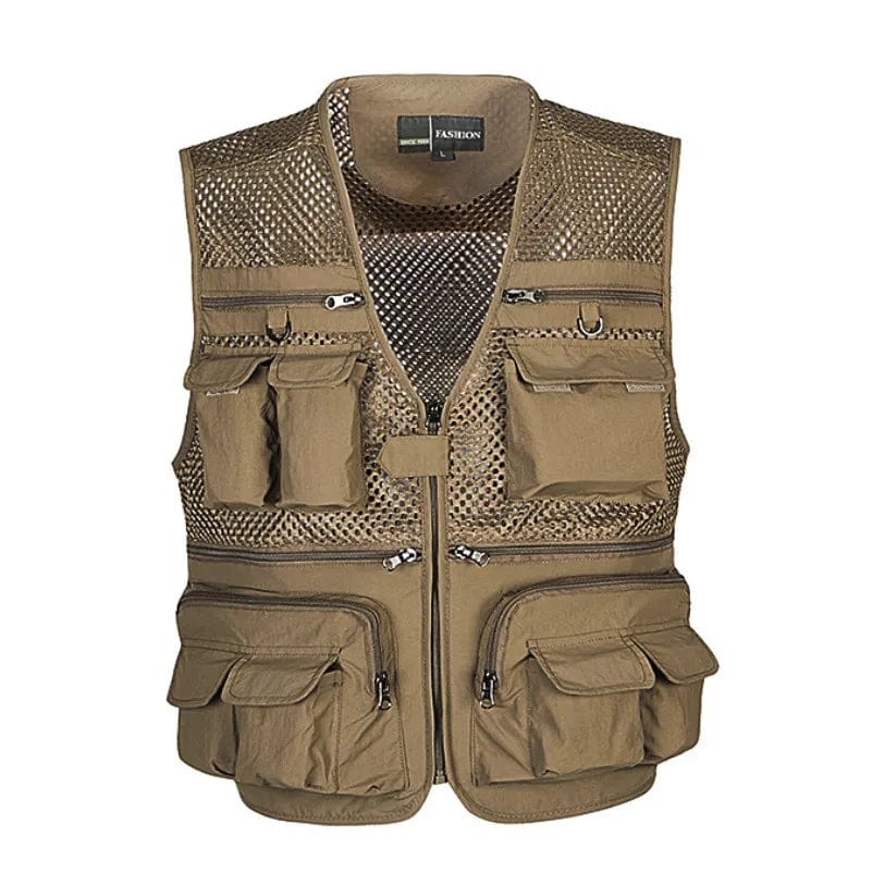 Mens Vest Tactical Outdoor Webbed Gear Coat Summer Fishing Waistcoat Men Tool Multi-Pockets Mesh Work Sleeveless Jacket Male