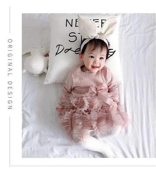 Robe princesse pour bébé fille de 1 à 4 ans, fil de maille d'épissure, robe moelleuse, vêtements pour bébé fille