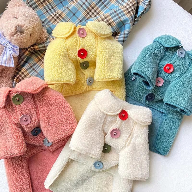 Winter Cute Pet Clothes Teddy Bichon Coat Medium Small Dog Cat Clothing Plus Velvet Jacket Puppy Thick Sweaters Dog Accessories