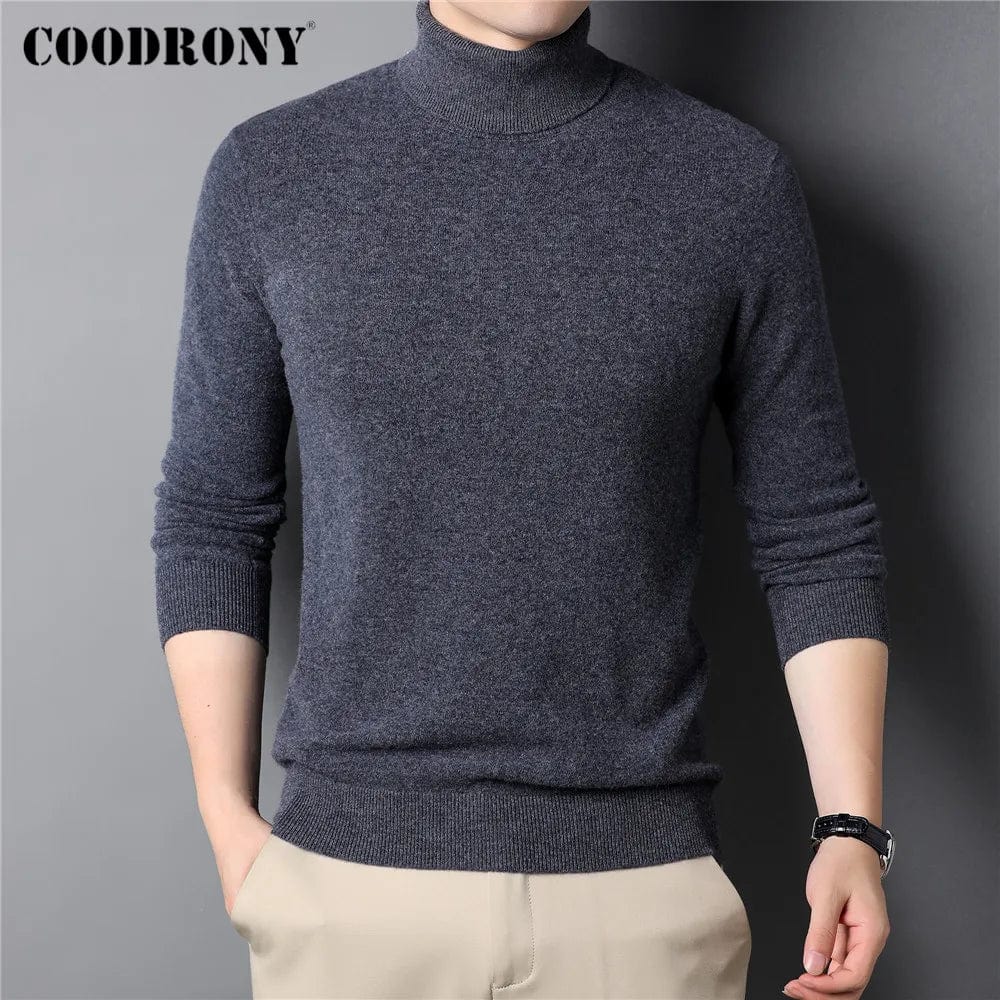 COODRONY Brand Autumn Winter Thick Warm Turtleneck Sweater Top 100% Pure Merino Wool Pullover Men Cashmere Knitwear Jersey C3112