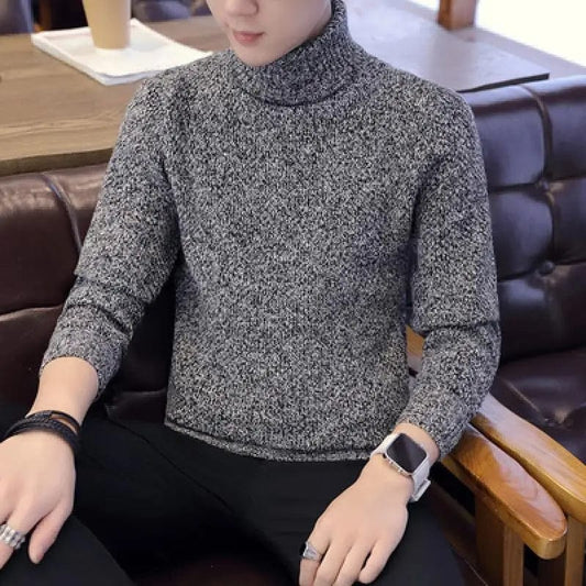 Fleece Mens Sweaters Casual Turtleneck Pullover Men Winter Black High Neck Sweater Man Long Sleeve Knitwear Men's Clothing Tops