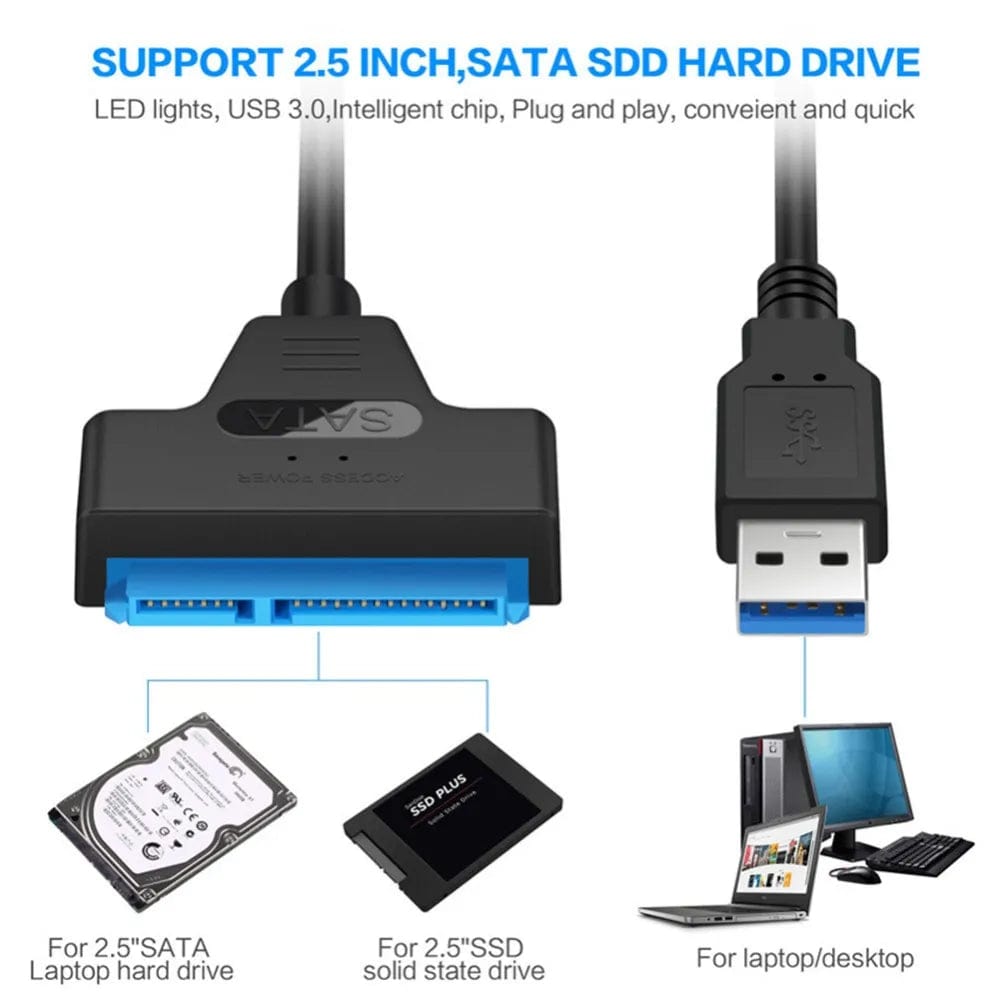 USB 3.0 to SATA Cable USB C to SATA III Hard Drive Adapter UP To 6Gbps Support  2.5" HDD SSD Hard Drive 22 Pin Sata III for PC