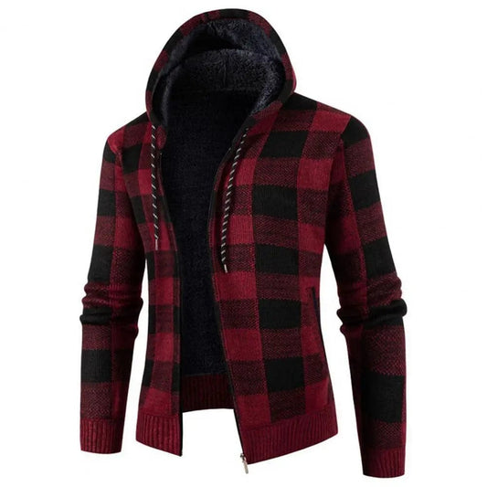 Autumn Winter Jacket Men Fleece Coat Thicken Velvet Hooded Cardigan Jacket Men Knitted Coat veste homme куртка зимняя мужская