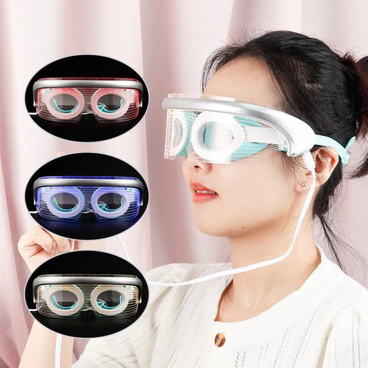 LED Photon Eye Massager Light Therapy Anti Aging Eye Skin Tighten Vibration Beauty Device Hot Compress Relaxing Muscle Blindfold