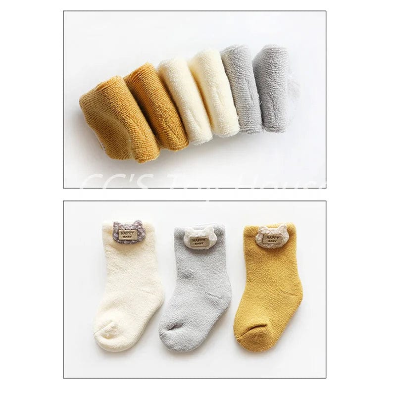 3 Pairs/Set 0 to 36M Winter Baby Socks Thicken Cartoon Comfort Cotton Newborn Socks