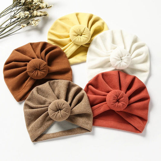 Solid Faux Cashmere Baby Turban Hat Warm Autumn Winter Beanies Topknot Bonnet Infant Boys Girls Caps New Turban Headwraps