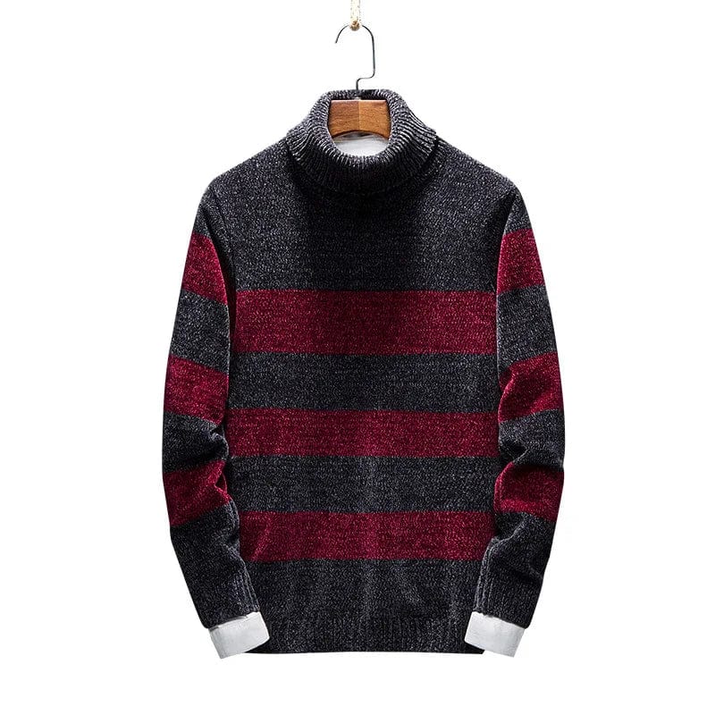KOLMAKOV New 2022 Men's Clothing Sweaters Turtleneck Thick Sweater Knitting Pullovers Homme High Quality Striped Men Sweater 3XL