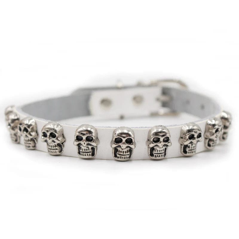 Silvel Skull Studded Accessories Adjustable Soft Genuine Leather Dog Collars For Small Medium Large Dogs collier chien cuir