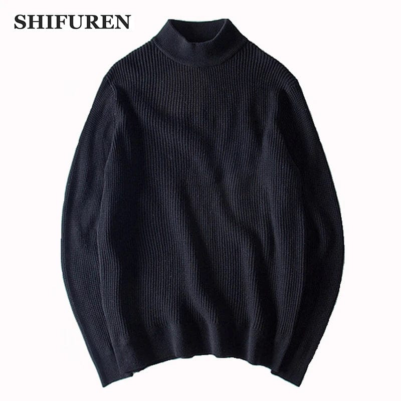 SHIFUREN Winter Men's Sweaters Long Sleeve Pullover Loose Fit Causal Female Warm Knitted Sweaters Jumpers Knitwear Solid Color