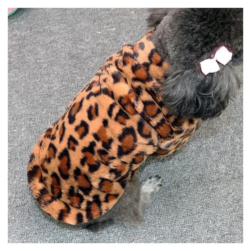 Pet Clothes Dog Coat Warm Leopard Jacket Autumn Winter Clothes Bichon Teddy Rainbow Color Pet Cross-dressing Tide Brand Clothes