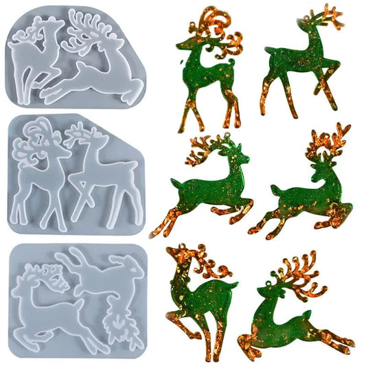 Molde de silicona en forma de alce de Navidad, Molde de resina epoxi artesanal, molde de alce de ciervo, decoración colgante de árbol de Navidad, molde de alce de Navidad
