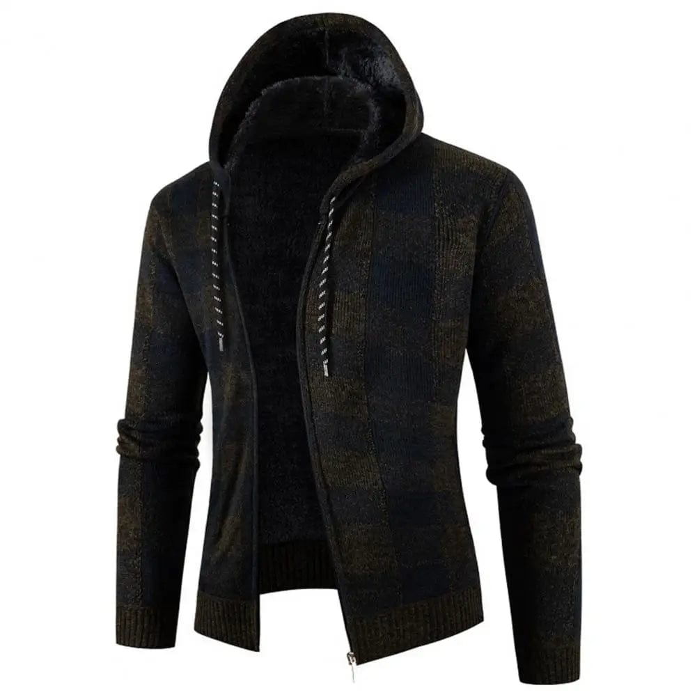 Autumn Winter Jacket Men Fleece Coat Thicken Velvet Hooded Cardigan Jacket Men Knitted Coat veste homme куртка зимняя мужская