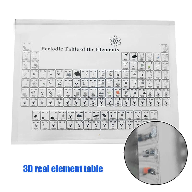 Acrylic Periodic Table with Real Elements Samples Letter Decoration Kids Teaching School Display Chemical Element Home Decor