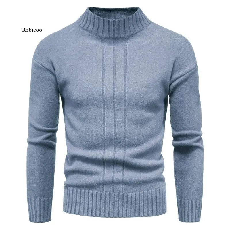 Spring/fall Men's Sweater Pullover Semi Turtleneck Sweater Top Men Clothing Fashion Black Sweater