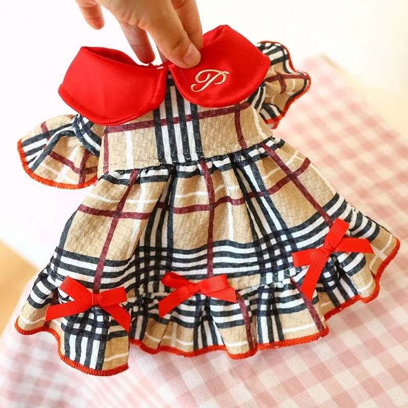 Dog Dress Autumn and Winter New Products Dog Cat Costume Princess Student Teddy Classic Plaid Skirt  Dog  Clothes