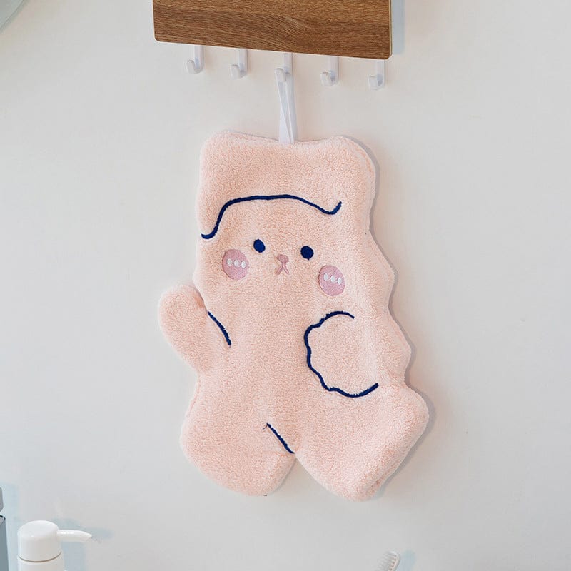 Cartoon hand towel bear coral velvet is more absorbent and quick-drying than pure cotton kitchen hand towel cute children's handkerchief