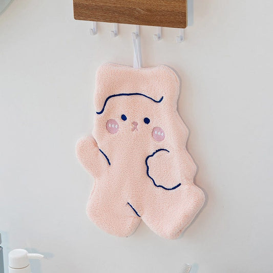 Cartoon hand towel bear coral velvet is more absorbent and quick-drying than pure cotton kitchen hand towel cute children's handkerchief