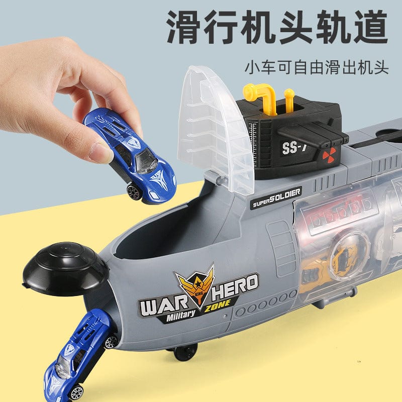 New children's diving gunboat three in a belt track storage alloy car model container toy boy