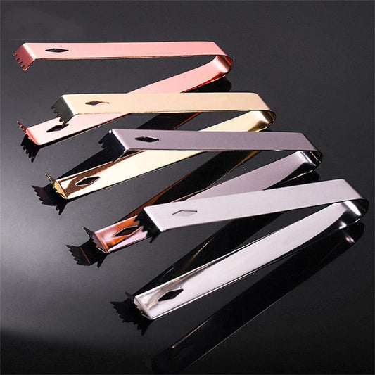 Stainless steel thickened small ice clip ice cubes ice clip gold rose gold saw tooth roller pole supplies