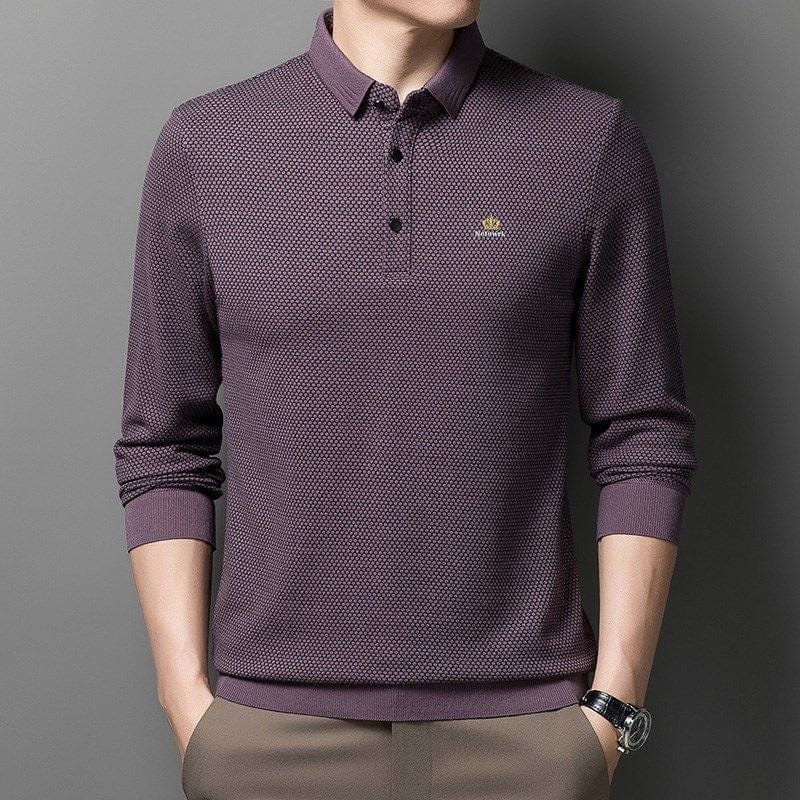 2021 autumn new men's POLO shirt business casual lapel long-sleeved T-shirt men's combed cotton quality men's clothing